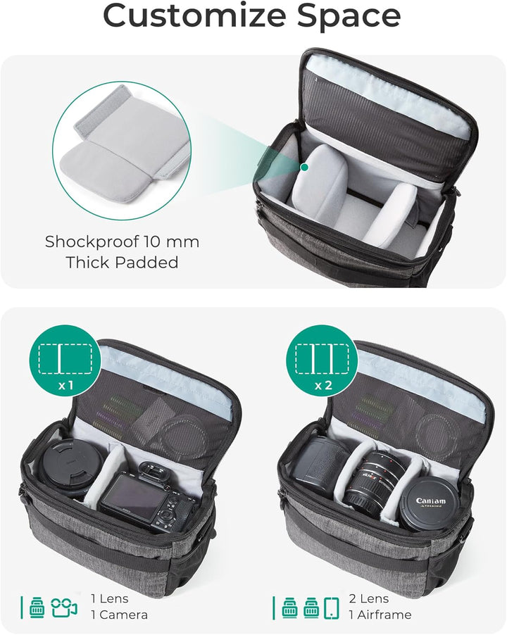BAGSMART Kameratasche Spiegelreflex DSLR SLR Fototasche Spiegelreflexkamera Systemkamera Objektive Z