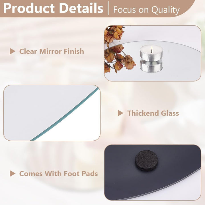 OLYCRAFT 6 Stück 20cm Runder Spiegelteller Platte Glas Runde Spiegel Tabletts Kerze Platten Kreis Sp