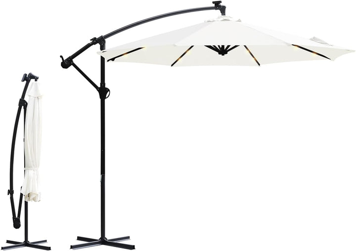 Sekey LED Solar Ampelschirm 300cm LED Sonnenschirm-Solarbetrieben - UV50+ Sonnenschutz - Robust und