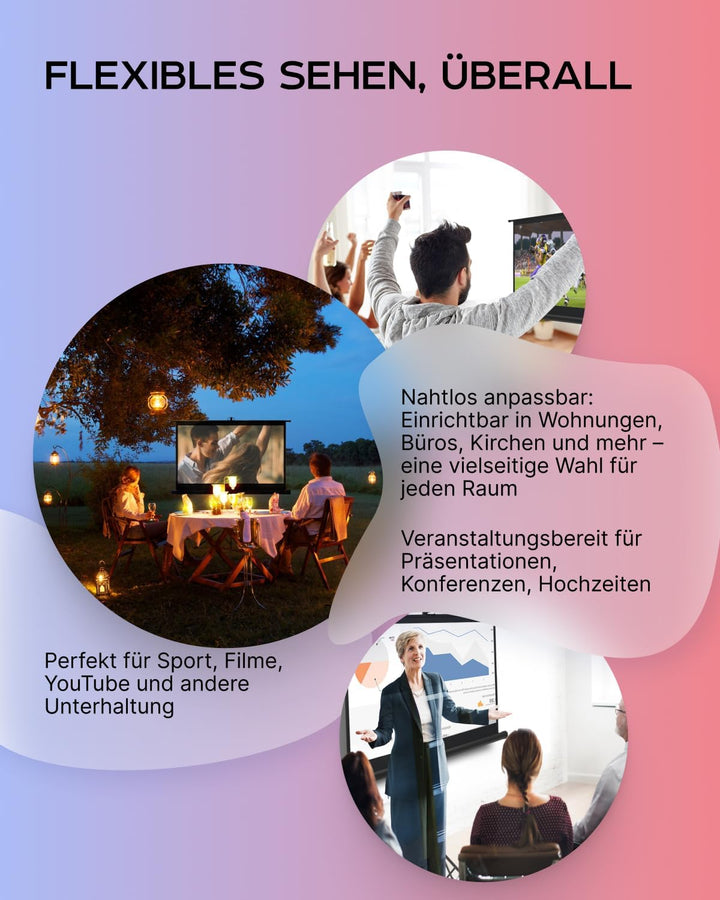 Beamer Leinwand mit Stativ 60 zoll – Projektor Leinwand für Indoor und Outdoor für Film und Büropräs