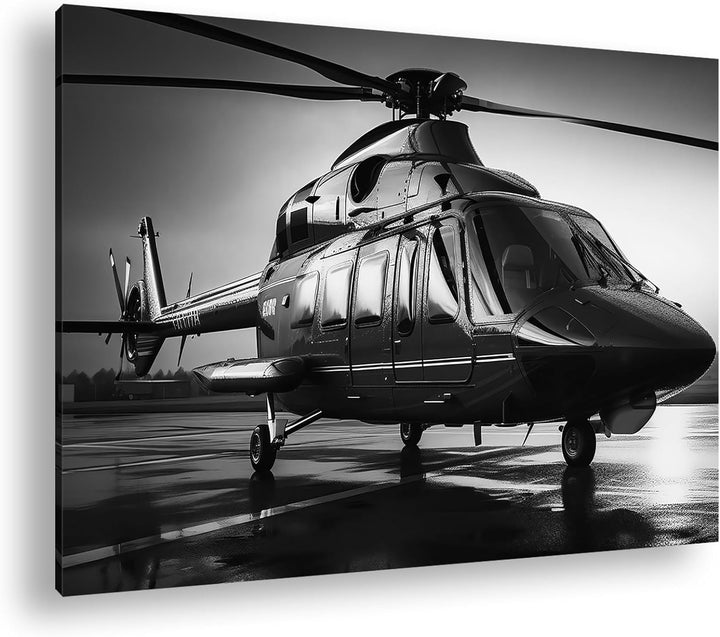 deyoli Rettungshubschrauber Format: 80x60 cm Effekt: Schwarz/Weiss als Leinwandbild, Motiv fertig ge