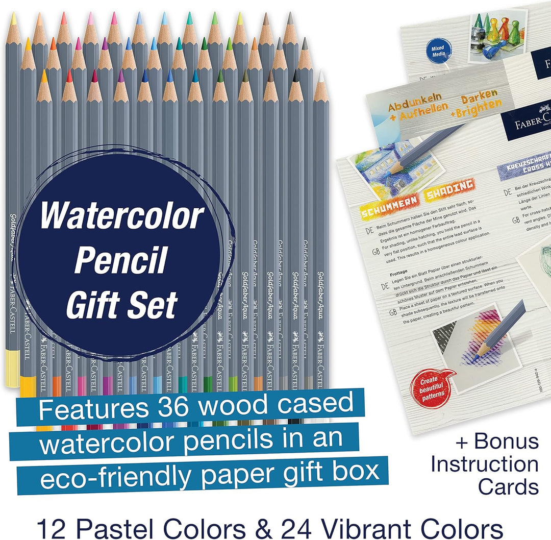 Faber-Castell 114639 - Aquarellstift Aqua Goldfaber, 3,3 mm Mine, 36 Stück im Geschenketui