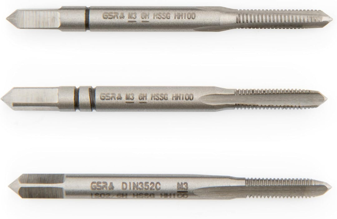 GSR PROFI Gewindebohrer M2,5 Satz HSSG 3 teilig | Handgewindebohrer Set | Gewindeschneider M2,5 | Mi