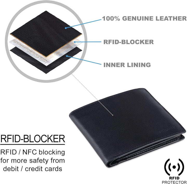 STILORD 'Lewis' Leder Portemonnaie Herren RFID Schutz Geldbörse für Männer viele Karten Fächern Brie