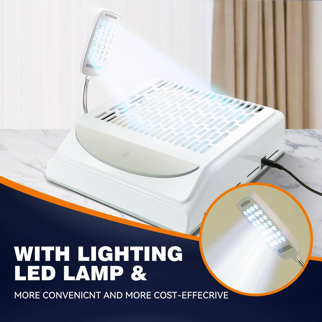 IUHFSIFS Staubabsaugung Für Nägel Mit Filter & Licht【NO.1 Super Suction 100W】Nagelstaubsauger【SGS Ce