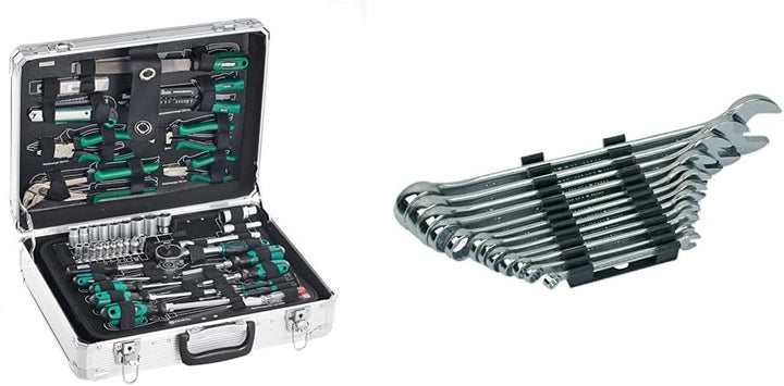 Brüder Mannesmann M29075 Alu-Werkzeugkoffer bestückt, 108-tlg & M19652 Gabelringschl DIN 3113 Satz,