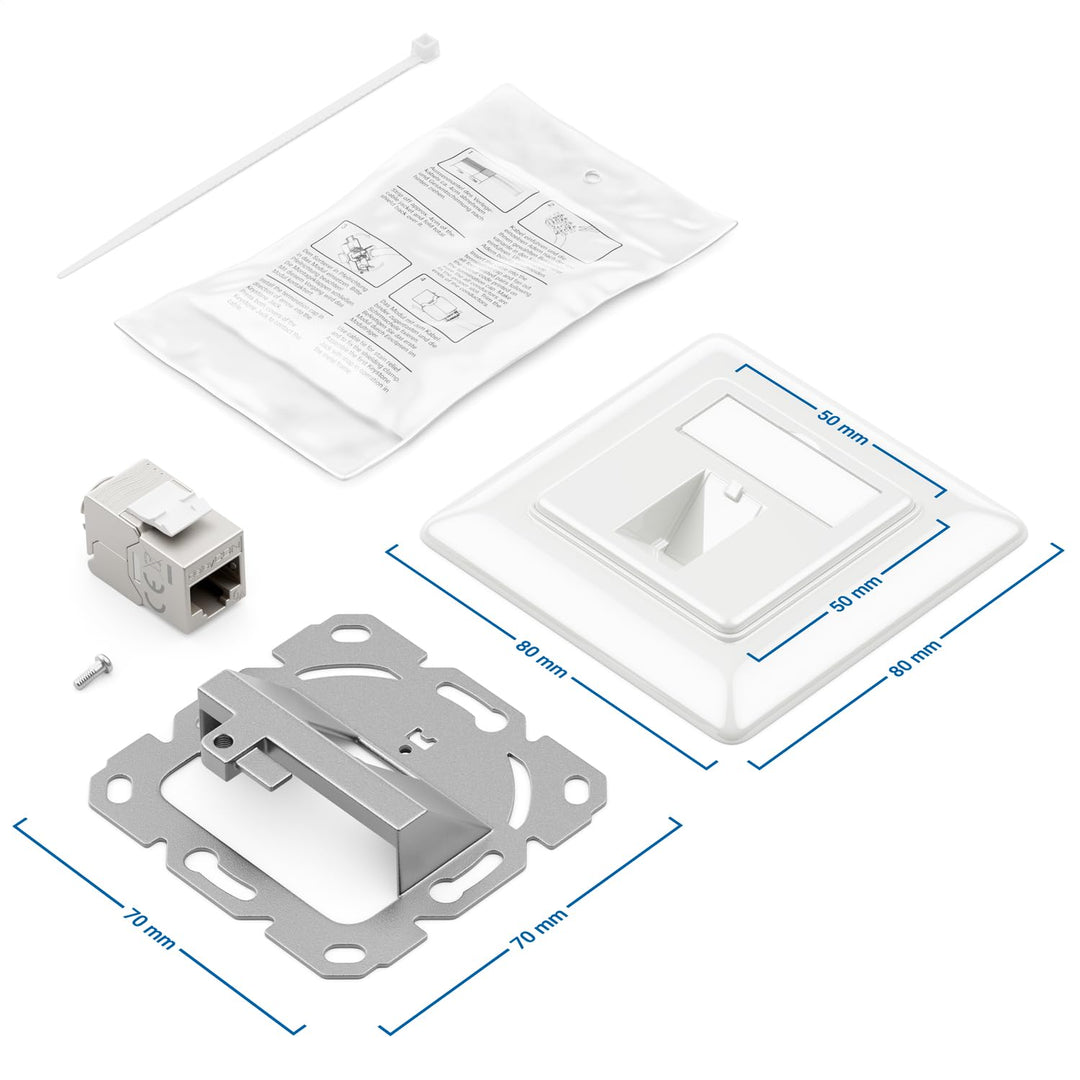 deleyCON 5x CAT6a Keystone Netzwerkdosen Set Unterputz 5x Netzwerkdose 5x Keystone Modul STP Geschir