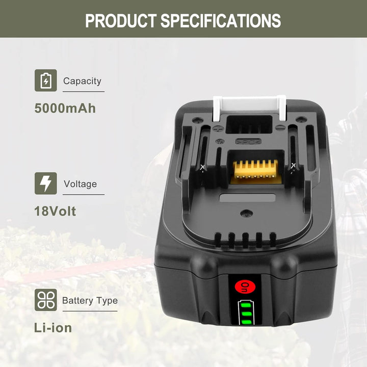 GOOALITY 5,0 Ah 18 V Li-Ion Ersatz für Makita 18V Akku BL1850B BL1850 BL1840B BL1840 BL1830B BL1830
