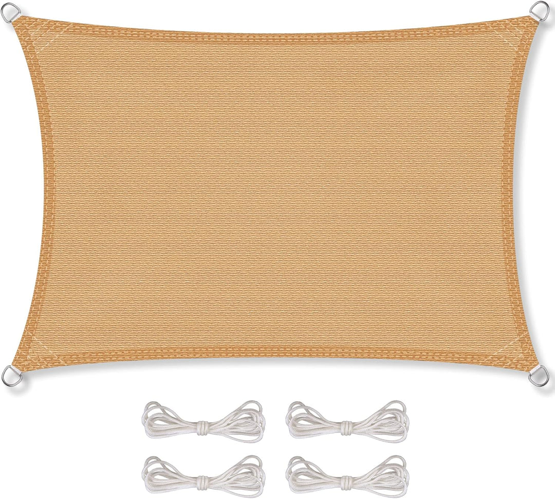 CelinaSun Sonnensegel inkl Befestigungsseile Premium HDPE wetterbeständig atmungsaktiv Rechteck 3 x