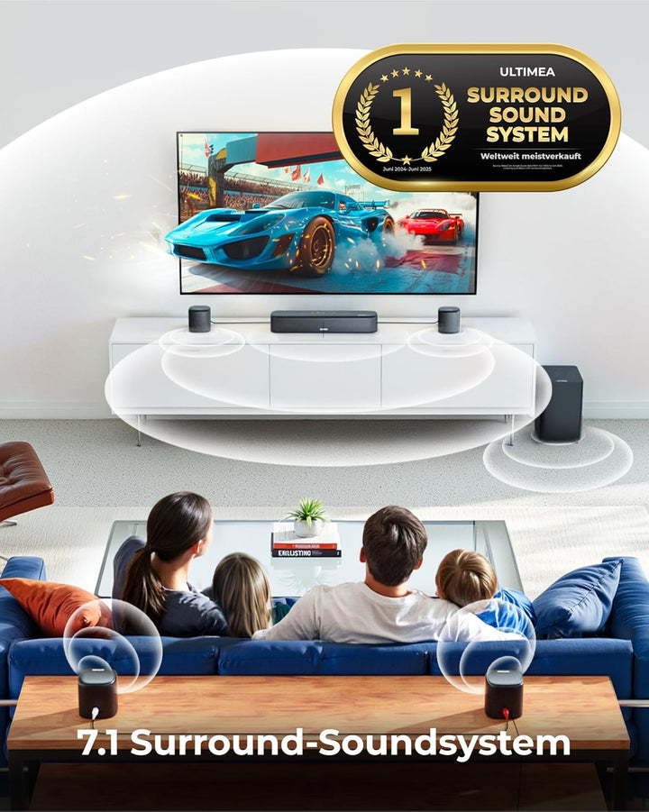 ULTIMEA 7.1ch Soundbar mit Dolby Atmos, Surround Sound System mit 4 Surround Lautsprechern, App, Hei