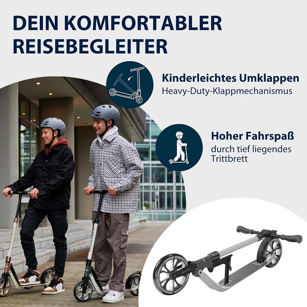 HUDORA BigWheel® 205 Advanced Scooter - Komfortabler Aluminium-Roller für bis zu 100kg - Höhenverste