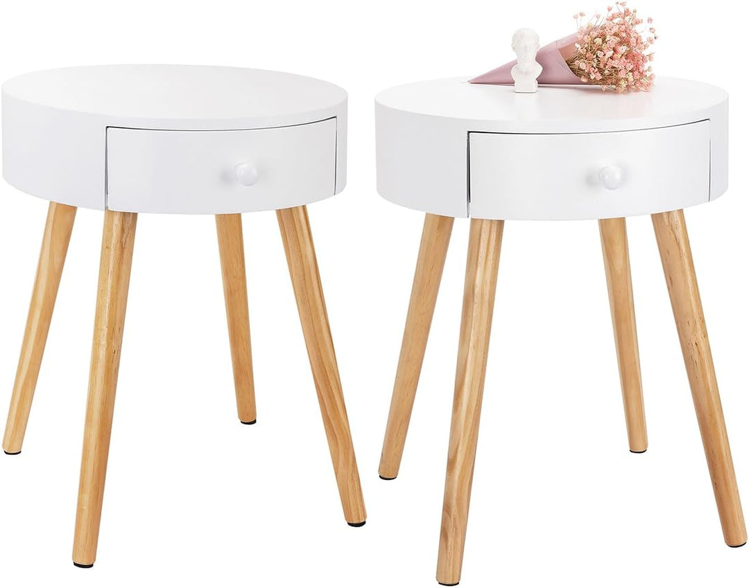 WOLTU Nachttisch 2er Set Nachtkommode Nachtschrank Beistelltisch Sofatisch, mit Schublade, mit Beine