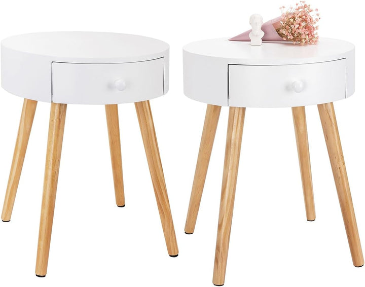 WOLTU Nachttisch 2er Set Nachtkommode Nachtschrank Beistelltisch Sofatisch, mit Schublade, mit Beine