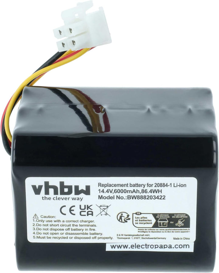 vhbw Akku kompatibel mit Vorwerk Kobold VR200 Staubsauger Home Cleaner Heimroboter (6000mAh, 14,4V,