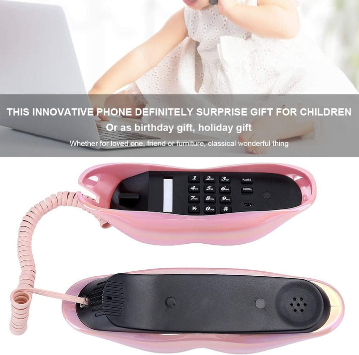 Lippen Festnetztelefon,Galvanisieren Pink Draht Festnetz Telefon,ome Desktop Kabelgebundenes Festnet