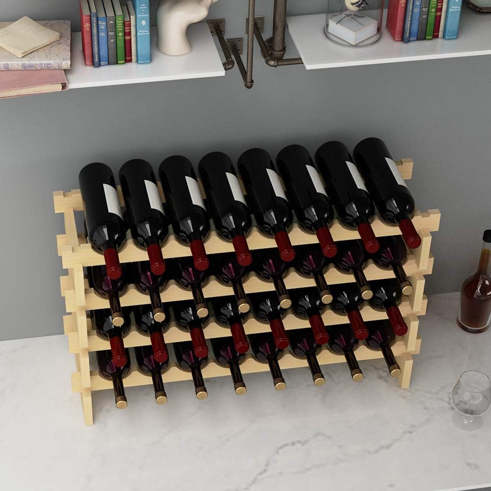 sogesfurniture Weinregal Flaschenregal mit 4 Ebenen für 32 Flaschen Wein Holzregal Weinhalter Weinst