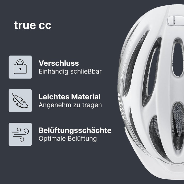 Uvex True CC Damen Fahrrad Helm matt weiss/grau 2024 52-55 cm, 52-55 cm