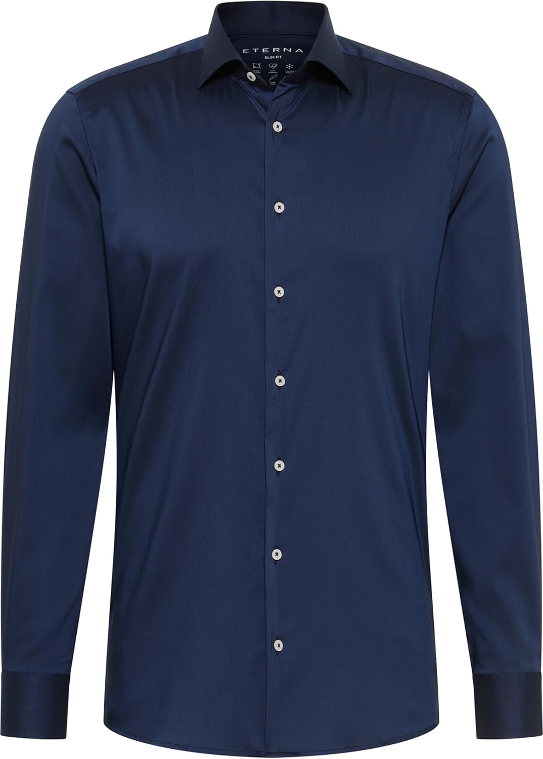 eterna Herren Langarmshirt Slim Fit Performance Shirt Stretch Navy Uni Hemd 44 Nachtblau, 44 Nachtbl