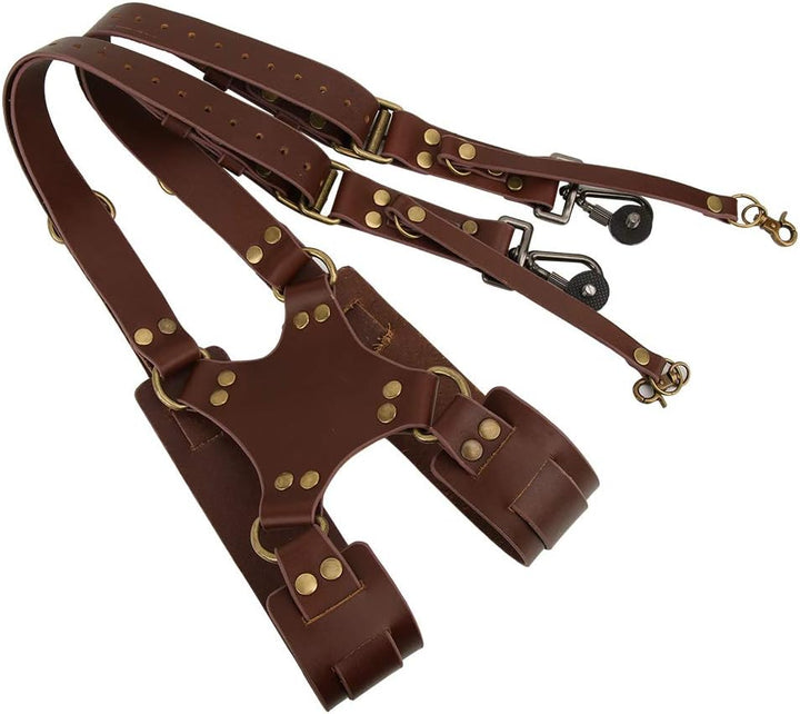 Jadpes Leder Kameragurt Zubehör, Digital verstellbare Doppelschutzkamera Lederriemen Niet Digitalkam