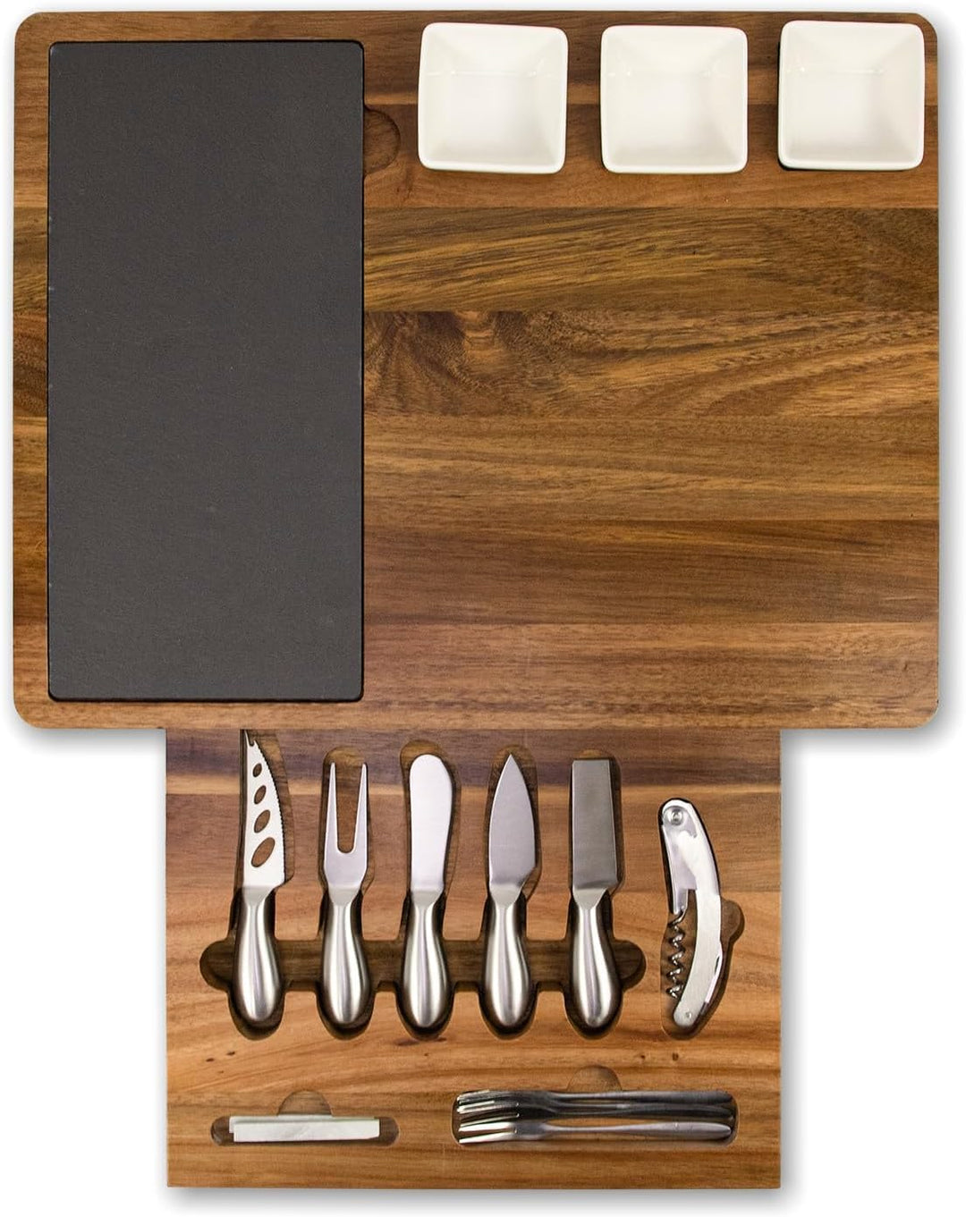 Louis Donné Käsebrett mit Käsewerkzeugen Set, Serviertablett Holz Käseplatte, Charcuterie Käse Brett