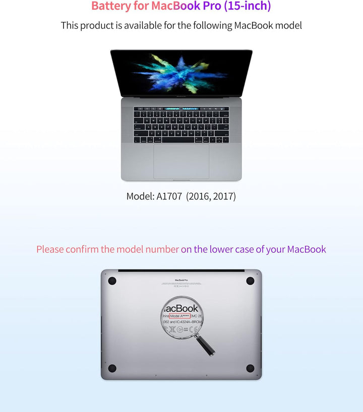 ASMARK MacBook Pro A1707 Akku für 15-Zoll 2016-2017 Batterie A1820 Laptop Battery