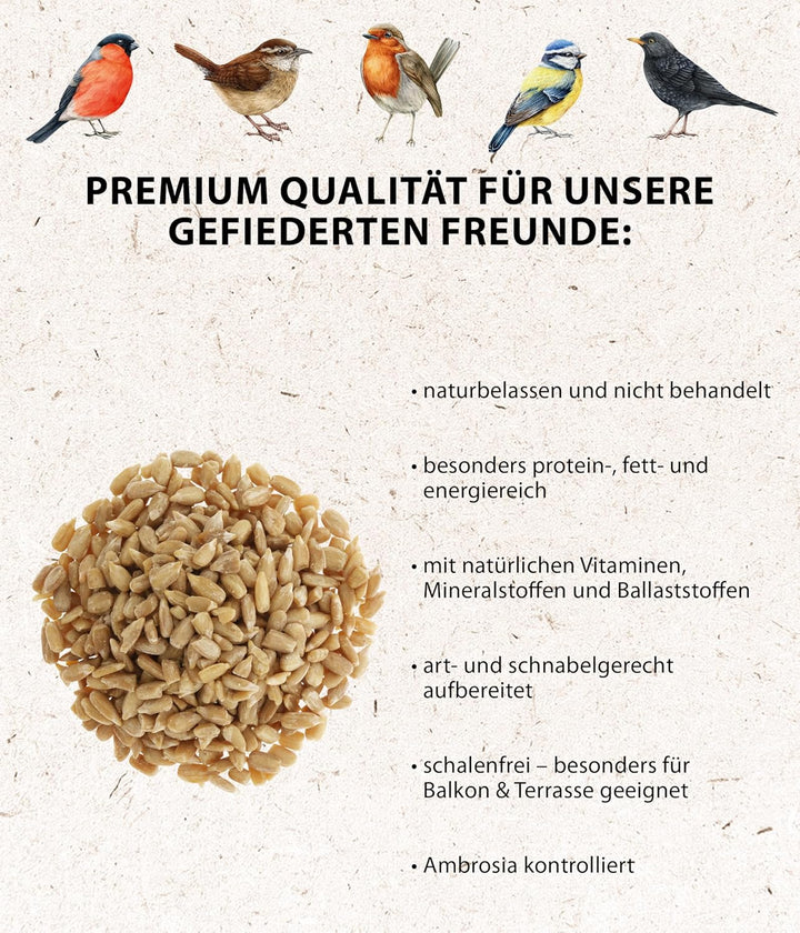 Dehner Natura Wildvogelfutter, geschälte Sonnenblumenkerne, 10 kg geschälte Sonnenblumenkerne 10 kg