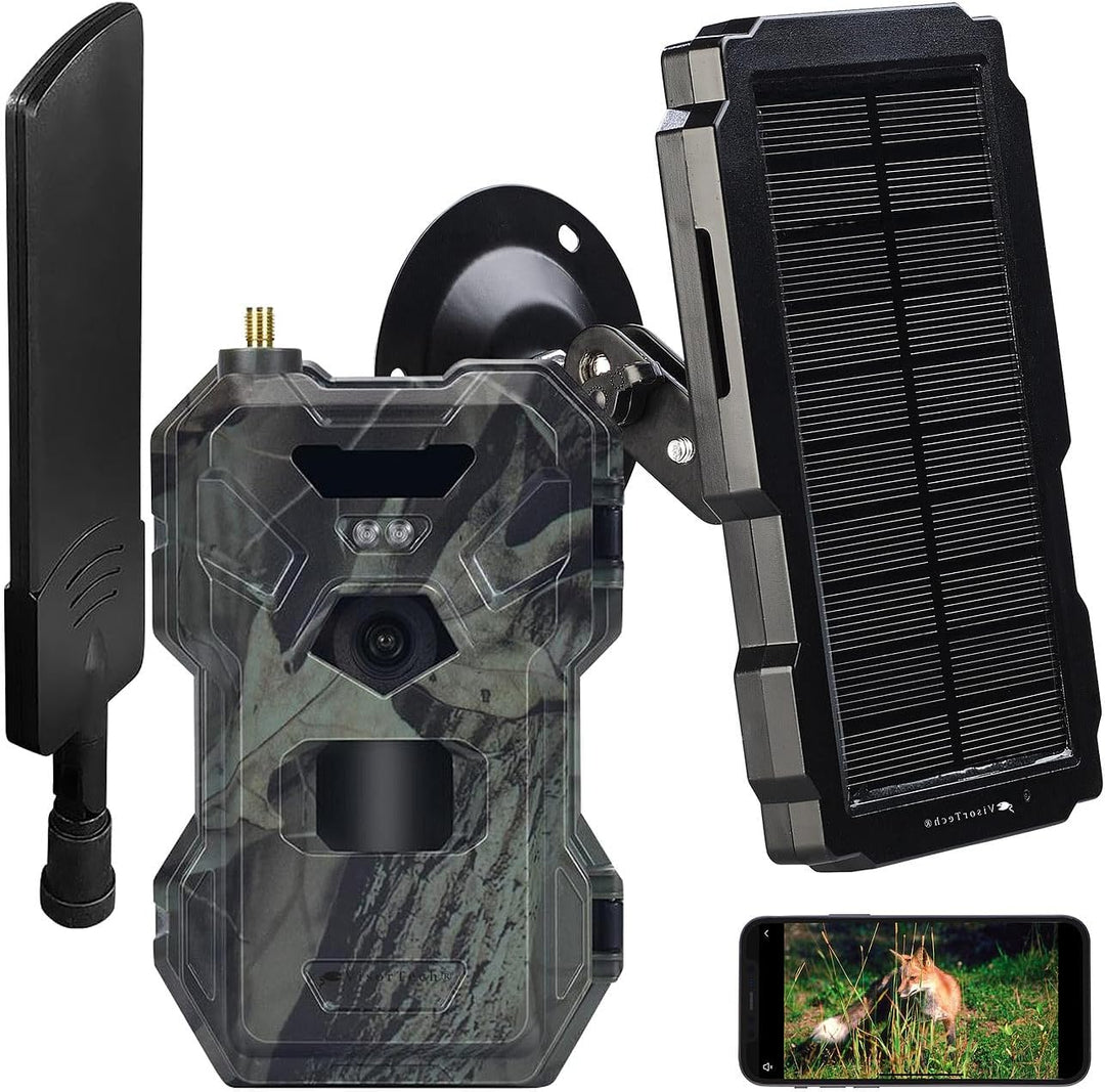 VisorTech 4G-Solar-Wildkamera: 4G/LTE-Akku-Wildkamera mit 2K-Auflösung und Akku-Solarpanel, 5.000 mA