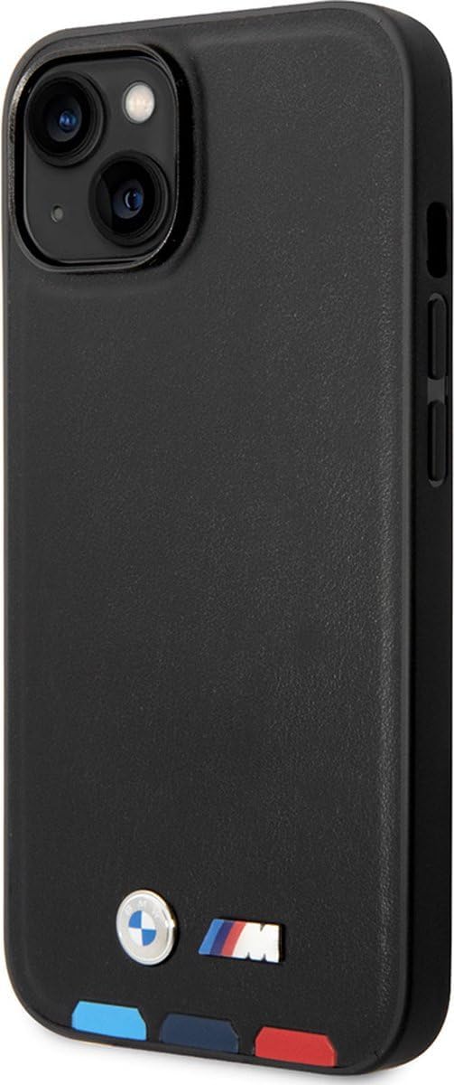 Etui BMW BMHMP14M22PTDK Hülle für iPhone 14 Plus 6,7" schwarz/Black Leather Stamp Tricolor
