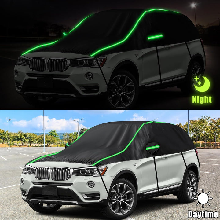 Opaltool Auto Schwarzes Halbgarage für BMW X3 2003-2024, LWB Soft Windschutzscheibe Abdeckung Hälfte