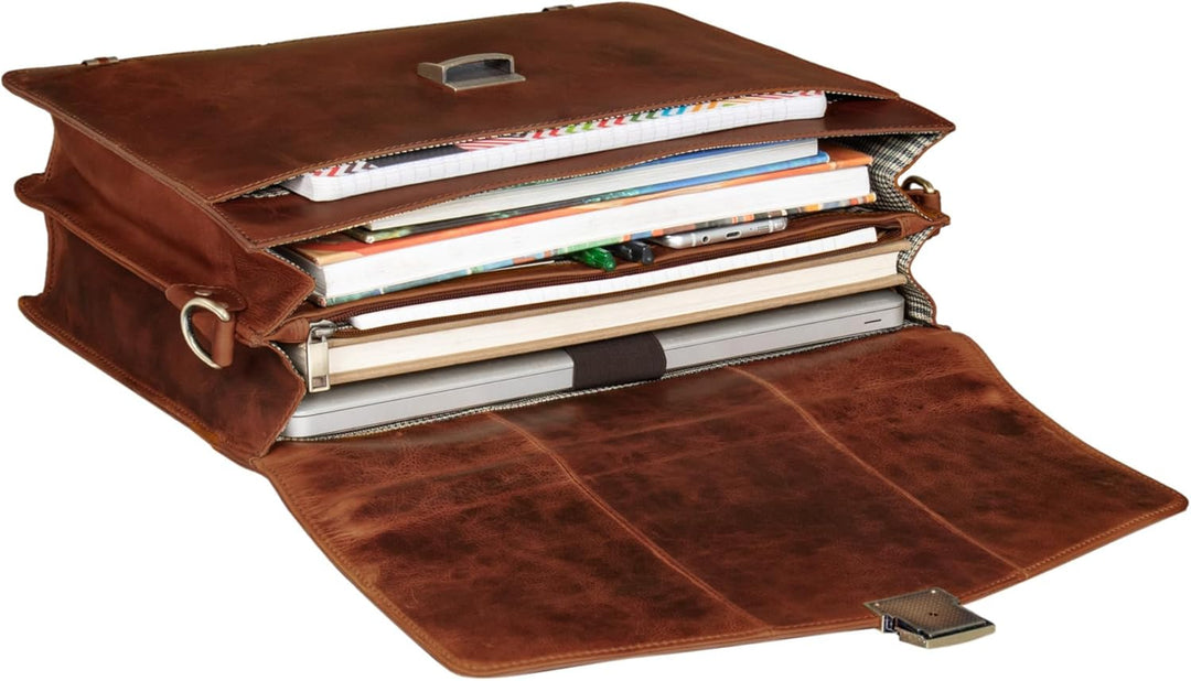 STILORD 'Lazarus' Aktentasche Leder Gross Herren Damen Businesstasche 15,6 Zoll Laptoptasche Umhänge