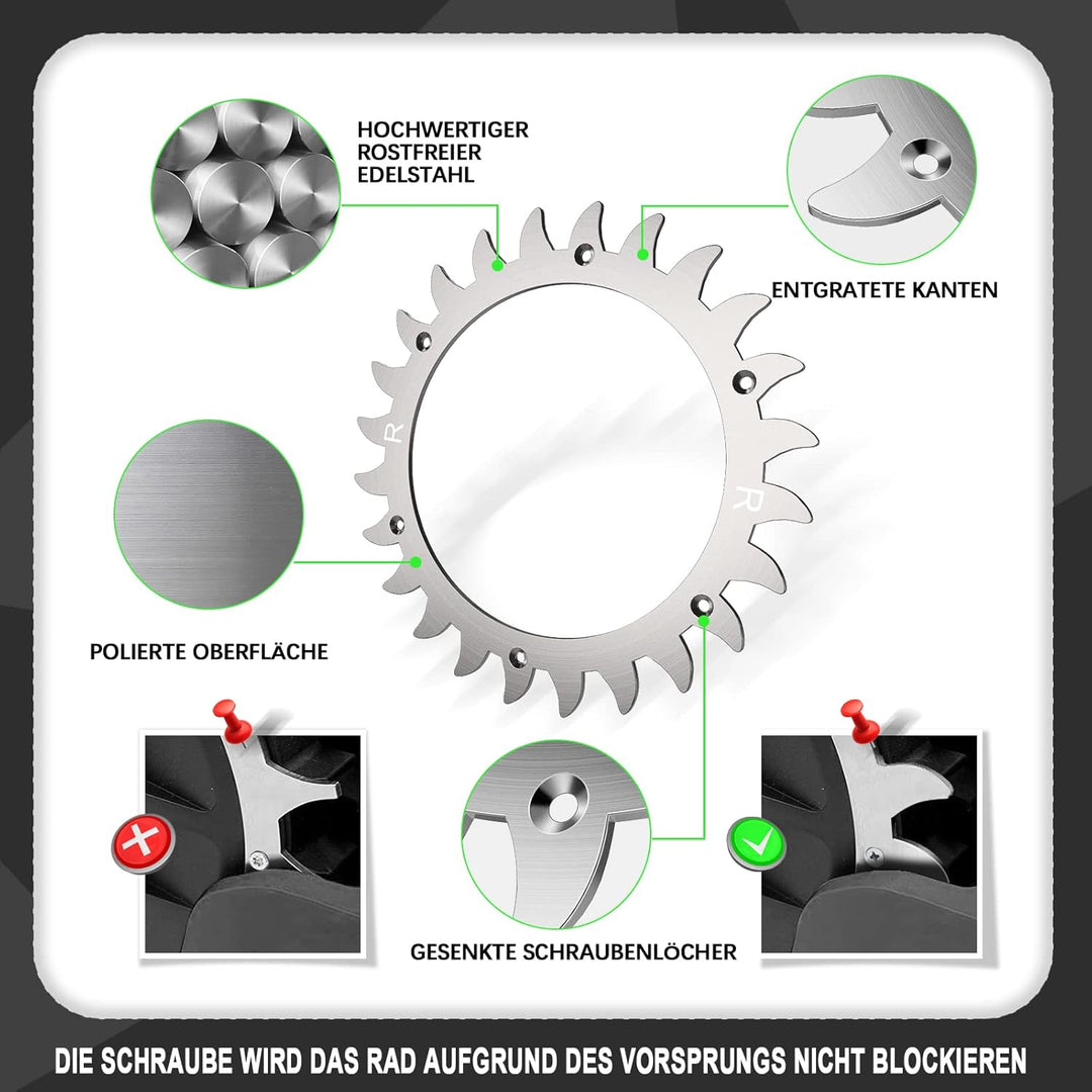 Spikes für Mähroboter Traktionsverbesserung für Worx Plus S / M -Radgrösse 205mm-12x Edelstahlschrau