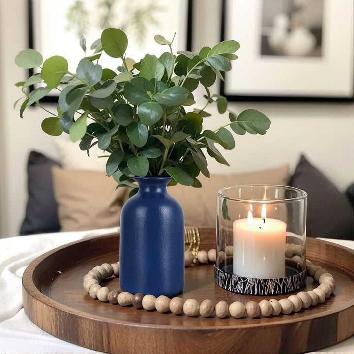 Blaue Keramik Knospe Vasen Set von 6 - wasserdichte Blaue kleine Vase, Landhaus Land Blaue Vasen Hom