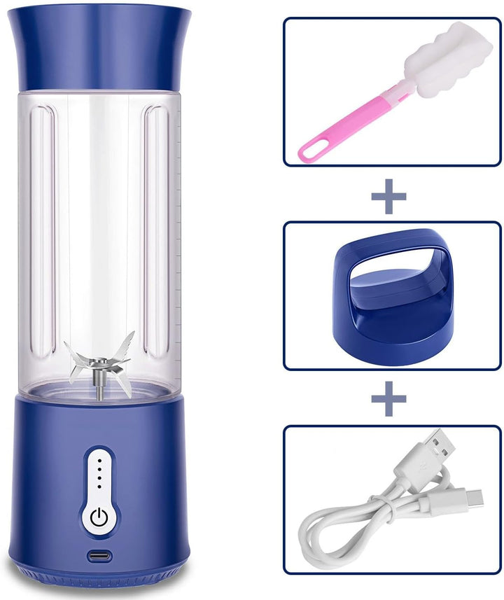 Rainpal Tragbarer Mixer Mini Standmixer, USB Wiederaufladbarer Blender mit Becherdeckel, 6 Klingen,