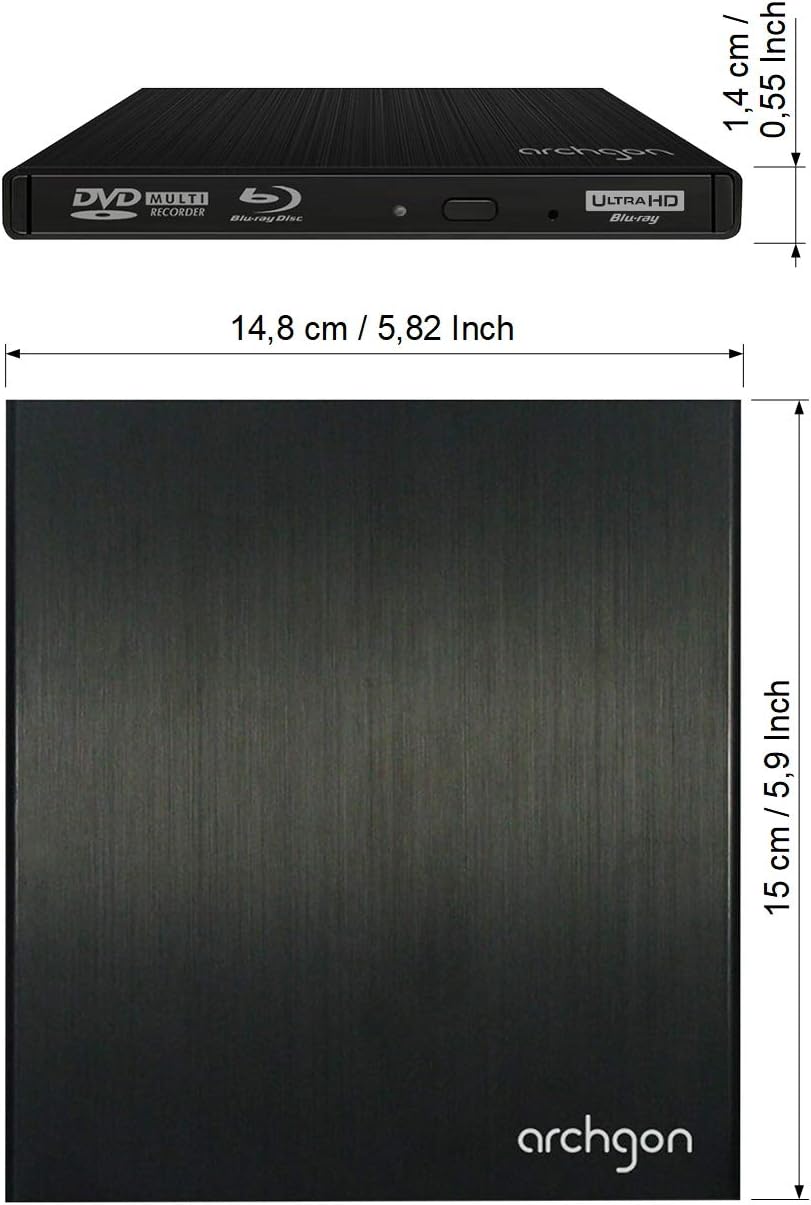 Archgon, Star UHD Externer 4K-Ultra HD BD DVD Player, Blu-ray BDXL Brenner extern für PC, Mac Laptop