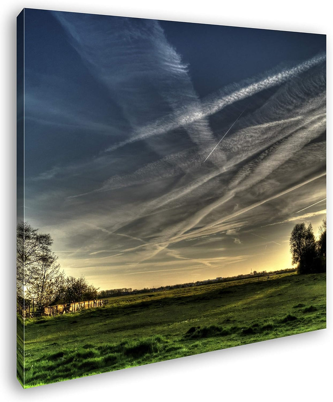 deyoli Weite Wiese bei Sonnenaufgang Format: 70x70 als Leinwandbild, Motiv fertig gerahmt auf Echtho