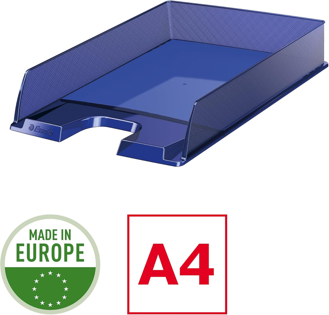 Esselte Briefkorb, A4, 10er Pack, Dunkelblau Transparent, Europost, 623600, Dunkelblau Transparent
