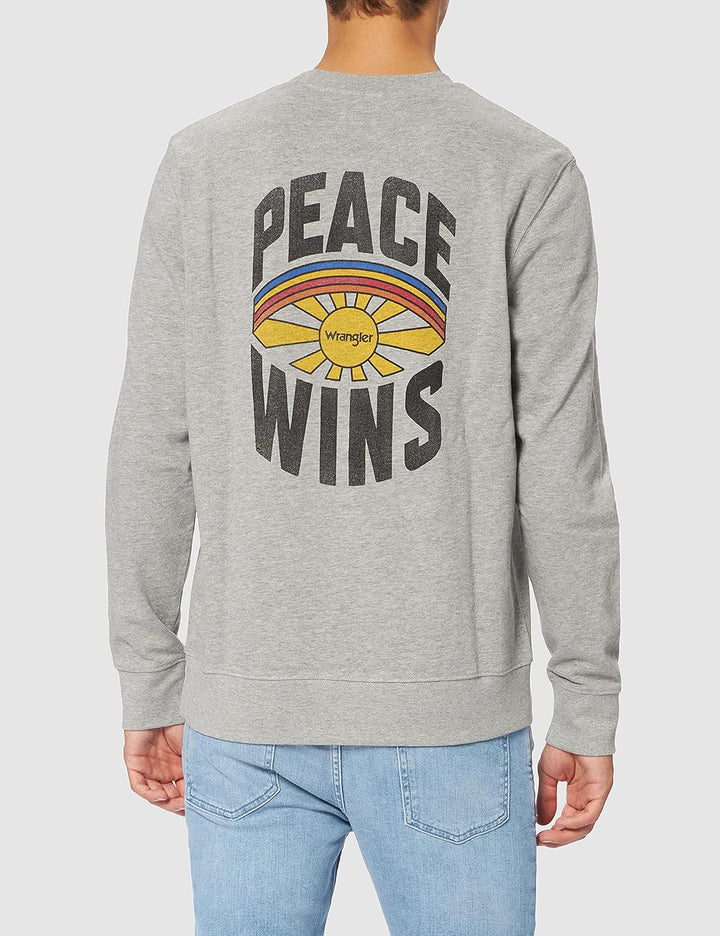 Wrangler Herren Positive Vibes Sweat Sweatshirt XL Mid Grey Mel, XL Mid Grey Mel