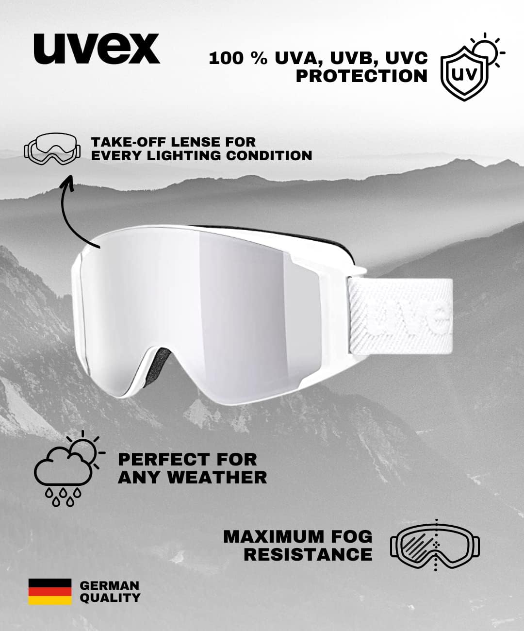 uvex Unisex G.gl 3000 To Skibrille (1er Pack) Einheitsgrösse white mat/silver-clear, Einheitsgrösse