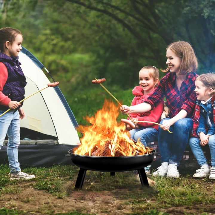 UISEBRT Feuerschale 80cm - Feuerstelle mit Griffen and 3 Füssen für Draussen Terrasse Garten Balkon