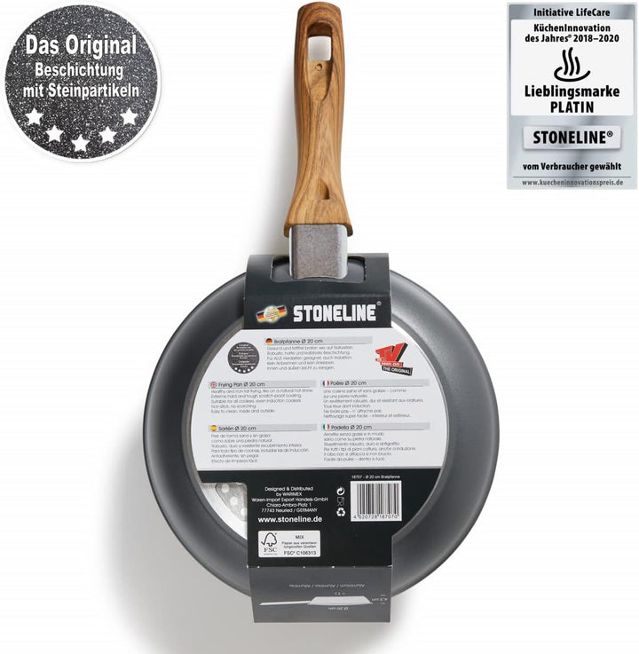 STONELINE Back to Nature Bratpfanne 20 cm, Made in Germany, antihaft beschichtete Pfanne mit echten