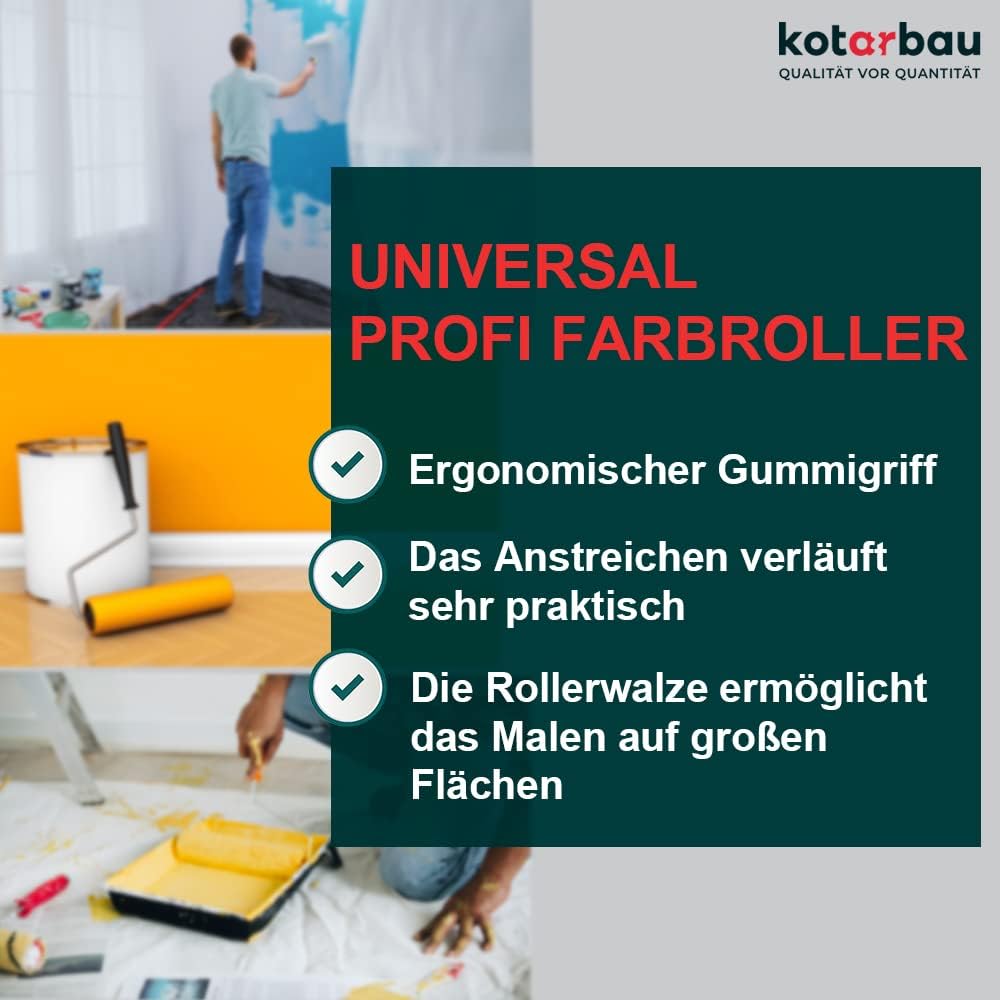 KOTARBAU® 6er Set Farbwalze 250 mm Syntex zum Auftragen Wasserfarben