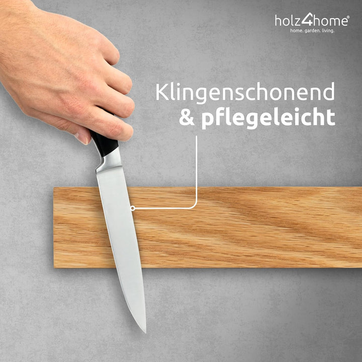 holz4home® Magnetleiste Messer Eichenholz 40x6 cm I Messerleiste magnetisch zum Kleben oder Schraube