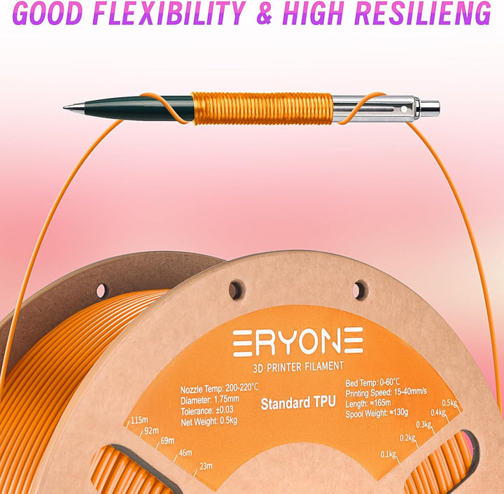 ERYONE TPU Filament 1.75mm, 3D Drucker Filament,Flexible TPU Filament, TPU 95A, Massgenauigkeit +/-