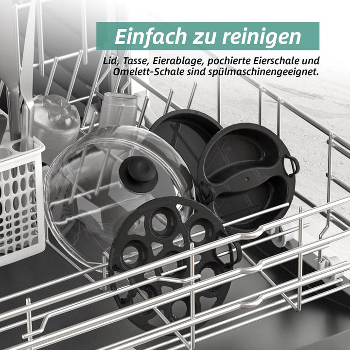 YASHE Eierkocher, 360W Kompakter Egg Cooker Multifunktional, 7 Eier leicht zu Pellen, Weich, Mittel,