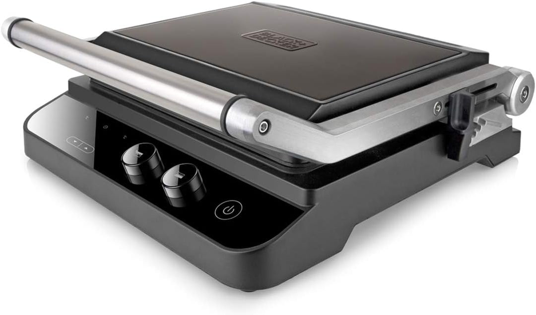 Black+Decker BXGR2000E - Kontaktgrill 2.000W 2-in-1: glatte Platten und Grill, Zubreiten von Fleisch