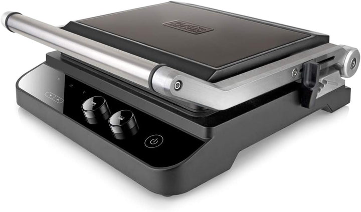 Black+Decker BXGR2000E - Kontaktgrill 2.000W 2-in-1: glatte Platten und Grill, Zubreiten von Fleisch