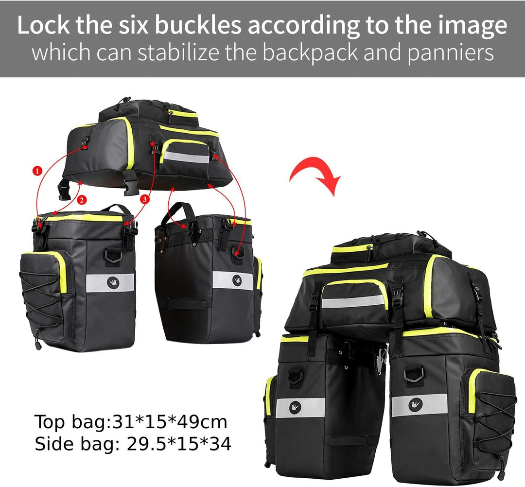 BAIGIO Fahrradtasche 3-in-1 Multifunction wasserdichte Gepäckträgertasche 75L Radfahren Gepäckträger