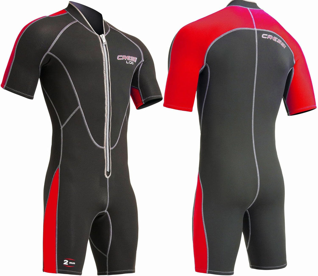 Cressi Lido Man - Shorty Neopren High Stretch 2 mm Neoprenanzug für Herren Schwarz -Rot 3XL, Schwarz