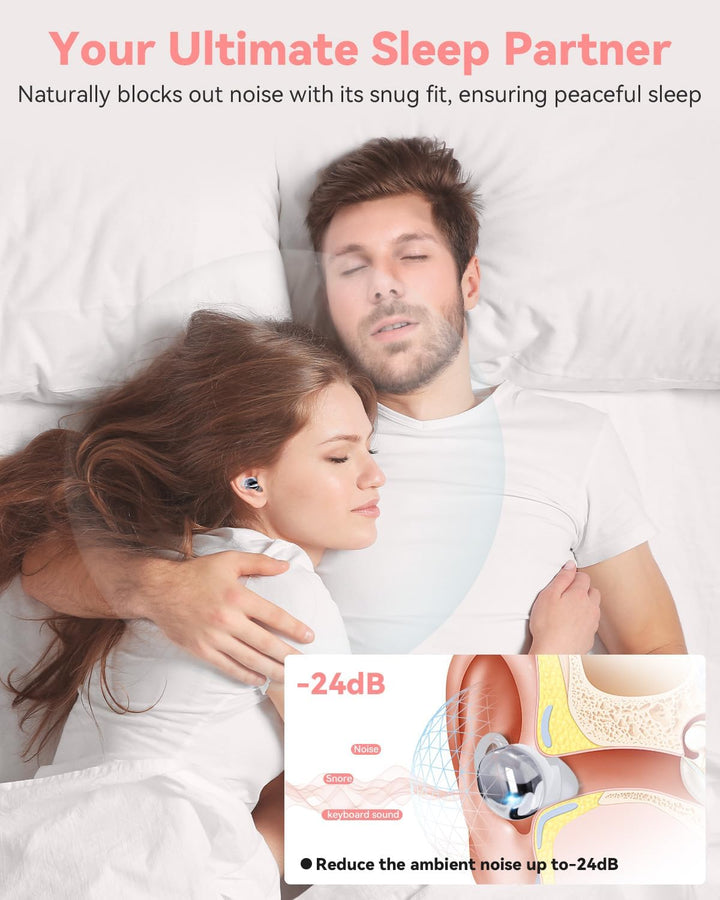 MONODEAL Schlafkopfhörer Bluetooth 5.4 Sleep Earbuds, Weiche Kopfhörer Schlafen Sleepbuds, Unsichtba