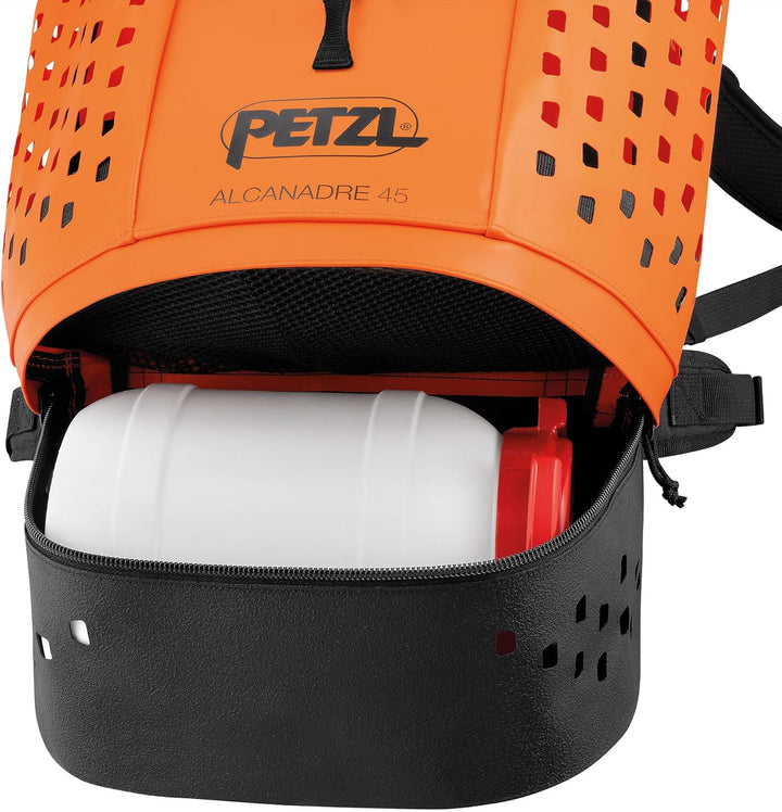 PETZL Unisex – Erwachsene ALCANADRE Guide 45 Tasche, Orange/Schwarz, 45 L